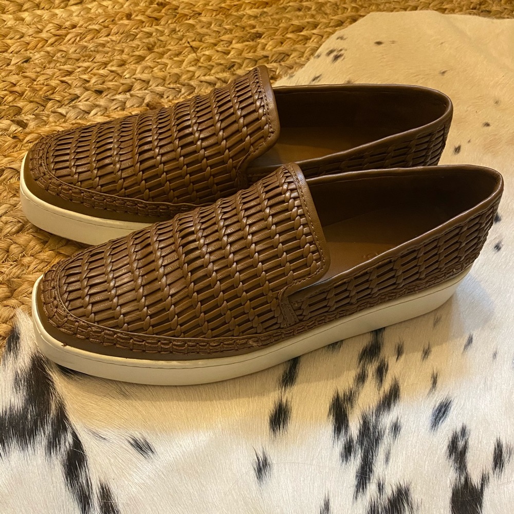 VINCE: Stafford Woven Leather Platform Sneakers